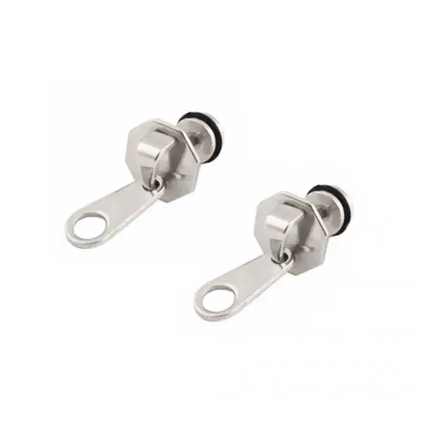Punk Cool Men Women Zipper Puller Earrings Stainless Steel Ear Studs Jewelry