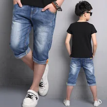 Укороченные брюки для мальчиков летняя одежда Новинка года, стильные джинсы для детей 12 лет летние штаны для мальчиков для детей возрастом от 15 лет