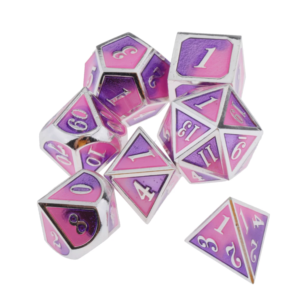 7pcs Embossed Metal Multi-sided Polyhedral Dice Set for Dungeons and Dragons Dice MTG DND RPG Table Games Board Game D20 D12 Set