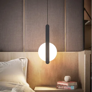 

11.18 bedside chandelier modern minimalist Nordic ins bedroom single chandelier creative personality led restaurant bar lamps