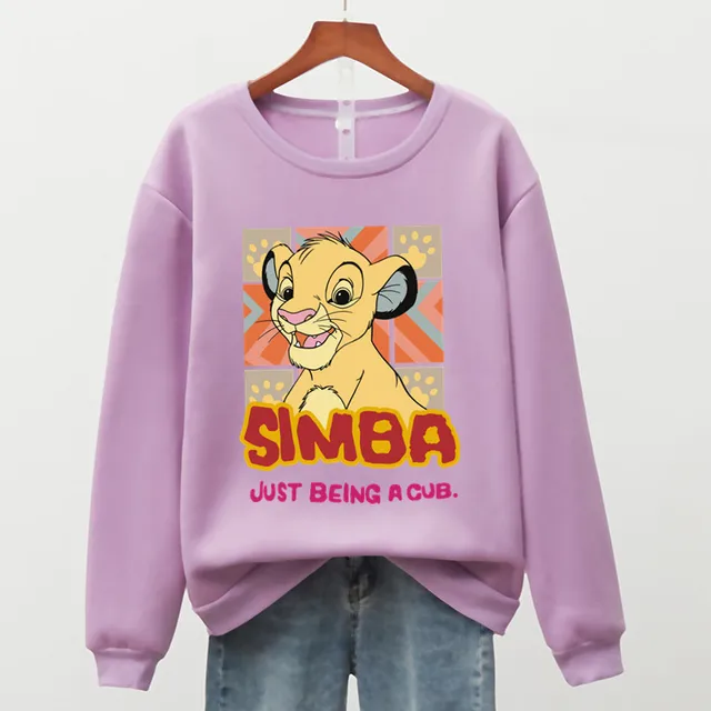 Hot US Anime Simba Hoodies Men Women 90s Aesthetic Streetwear Autumn Winter Warm Fashion The Lion King Sweatshirts Male Felmae Purple