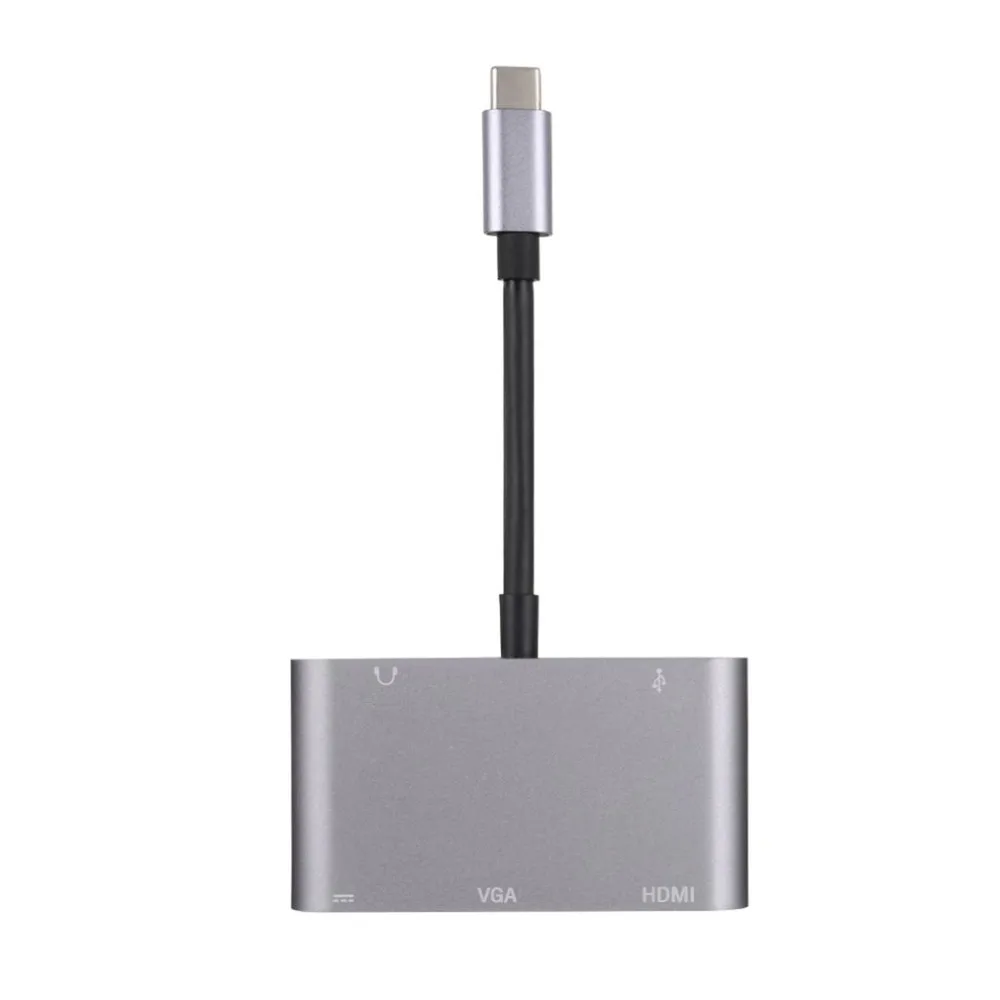 Usb type C концентратор 5 в 1 многопортовый адаптер типа C к HDMI/VGA/3,5 мм/USB 3,0/зарядка PD адаптер конвертер, USB C к VGA адаптер