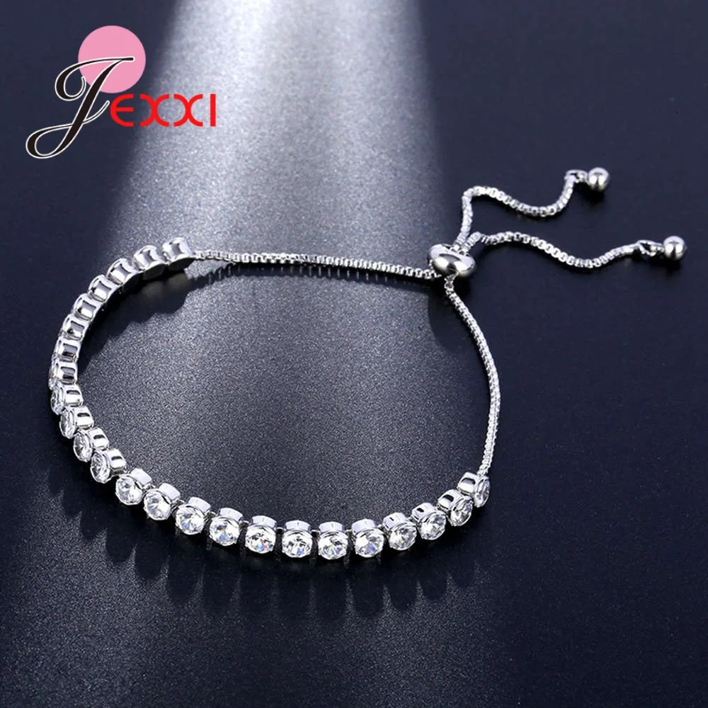 Newest Austrian Crystal Sparkling Bracelets 925 Sterling Silver Hand Accessories Jewelry for Women Girls Birthday Xmas Gifts 3