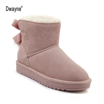 

Snow boots women 2020 winter new style fashion genuine leather butterfly warm soft sole platform ankle boots girls winter shoes