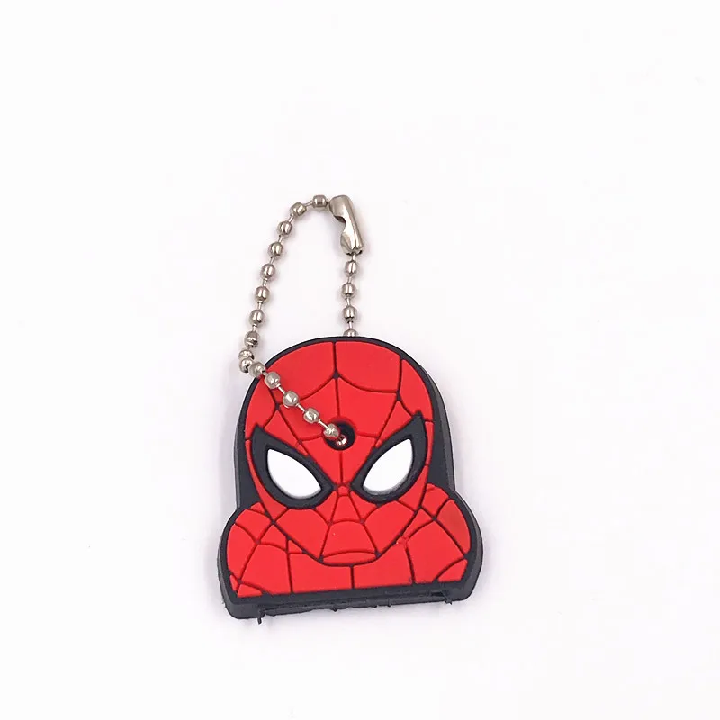 1Pcs Spider Man Hulk The Avengers Keychains Silicone Lovely Key Cover Cap Present For Women Children Key Holder Bags Pendants