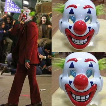 

Men Women Cosplay Movie LED Light Up Clown PVC Funny Joker Mask Party Costume