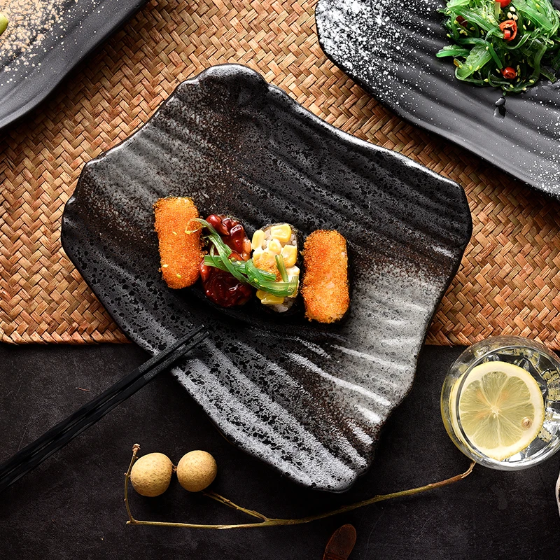 Японская кухня суши блюдо креативная гончарная форма блюдо фарфоровая тарелка домашнее неправильное блюдо для закусок кухонная посуда