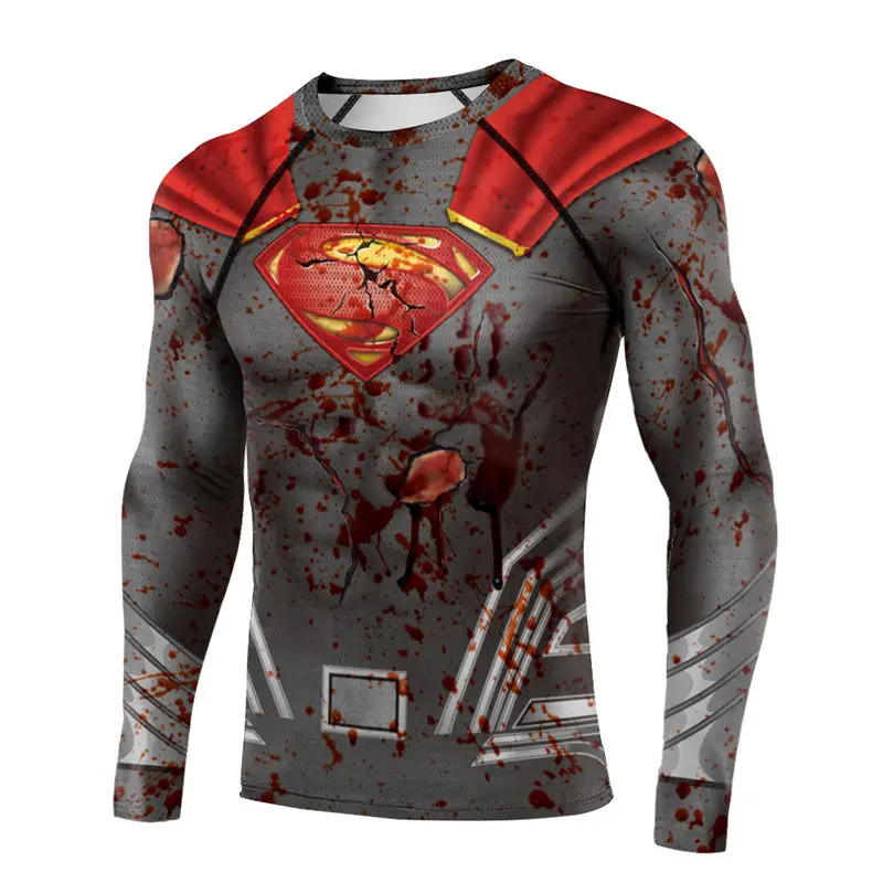 

Long Sleeve 3D Super Hero Print T Shirt Men Compression Shirt Gym Fitness Running Bodybuilding Workout Tee Tops Male