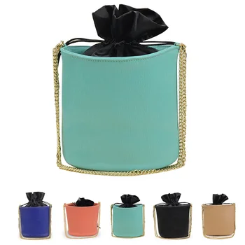 

Solid PU Cosmetic Bag Toiletry Organizer Large Capacity Round Drawstring Bucket Makeup Beauty Travel Storage Bag Multifunctional