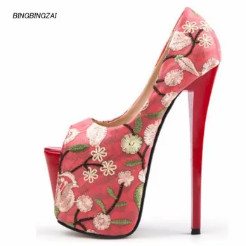 

New pattern Superior quality women shoes 19-22cm Super thin High Heels shoes Waterproof 7- 9CM Round Toe Stage performance 34-50