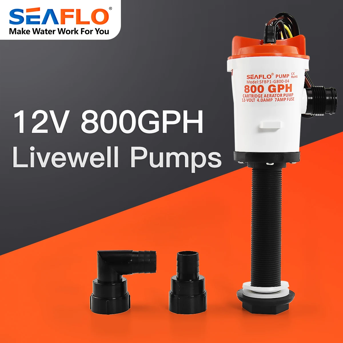 Marine Water Pump 800 gph Livewell Aeration Pump for Fishing Boat