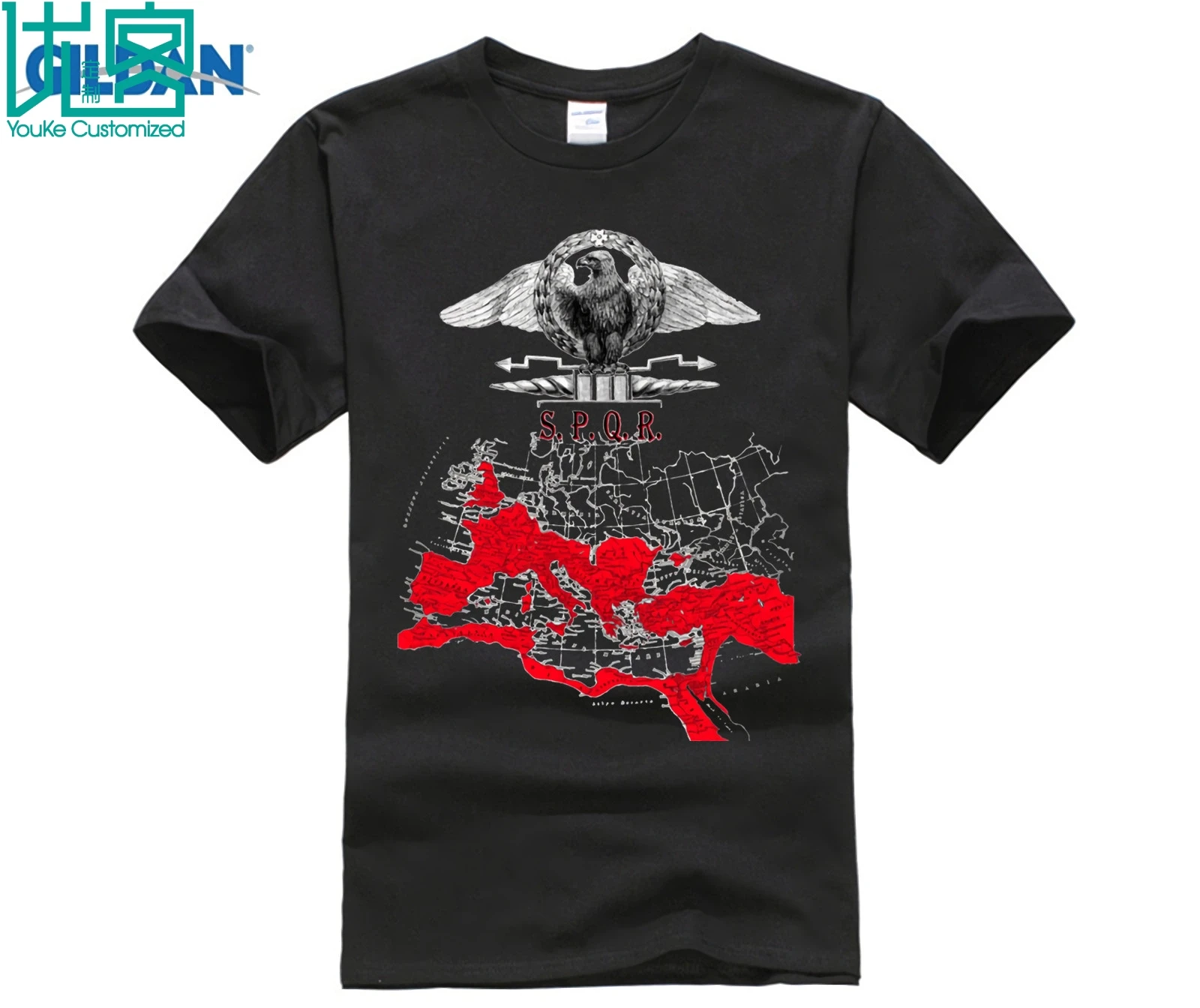 Футболка с принтом сделай сам SPQR &amp Maps of The Roman Empire Мужская футболка круглым
