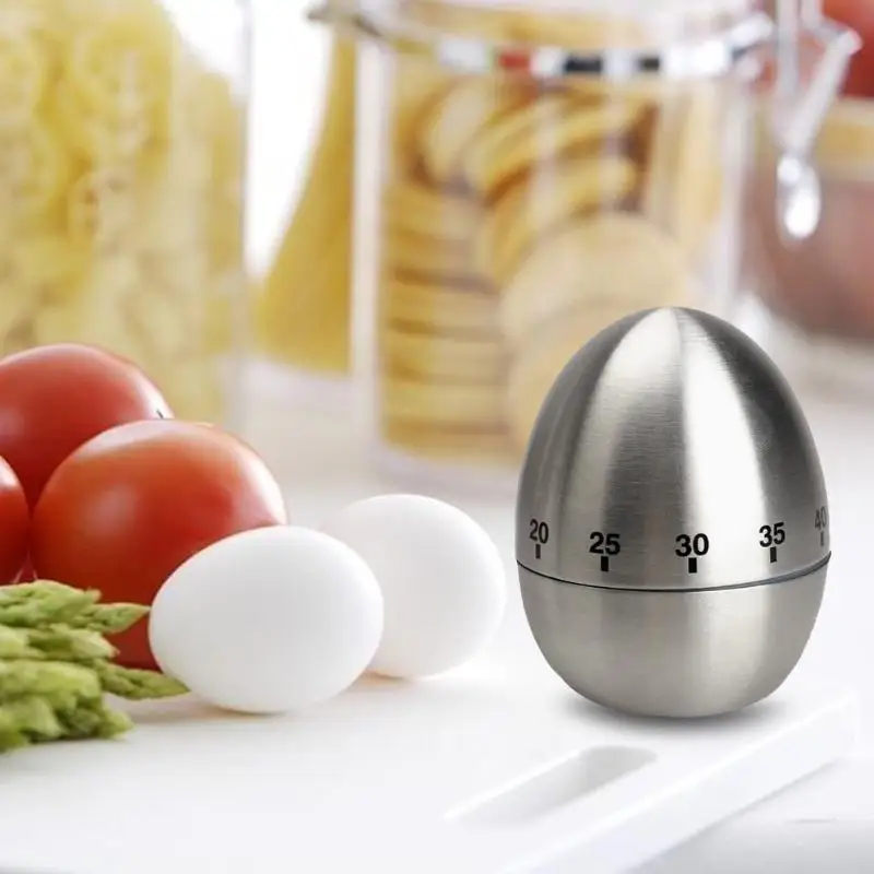 

Mechanical Egg Kitchen Cooking Timer Countdown 60 Minutes Alarm Stainless Steel Cooking Tool Kitchen Timer Kitchen Gadgets