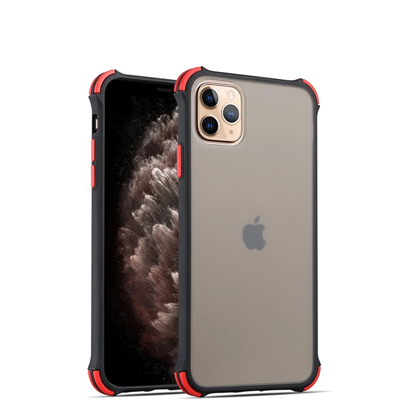 Матовый противоударный чехол для Iphone 11 Pro Xs Max X Xr, Жесткий ПК, прозрачный чехол на заднюю панель для Iphone 7, 8, 6s, 6 Plus, противоударный чехол - Цвет: Черный