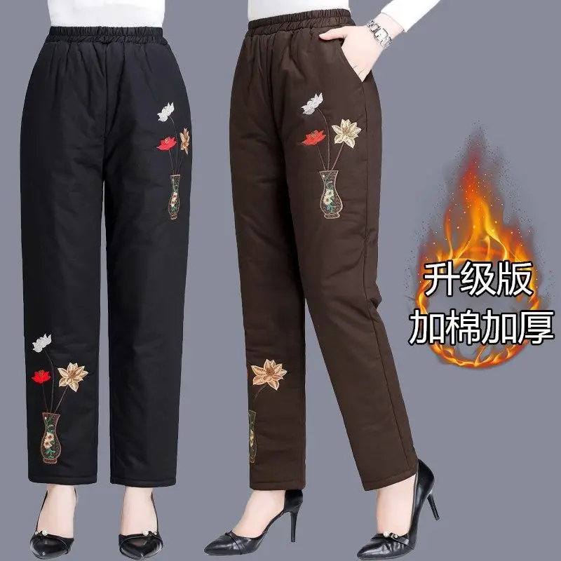 Middle Aged Elderly Women’s Pants Winter Down Down Cotton Trousers