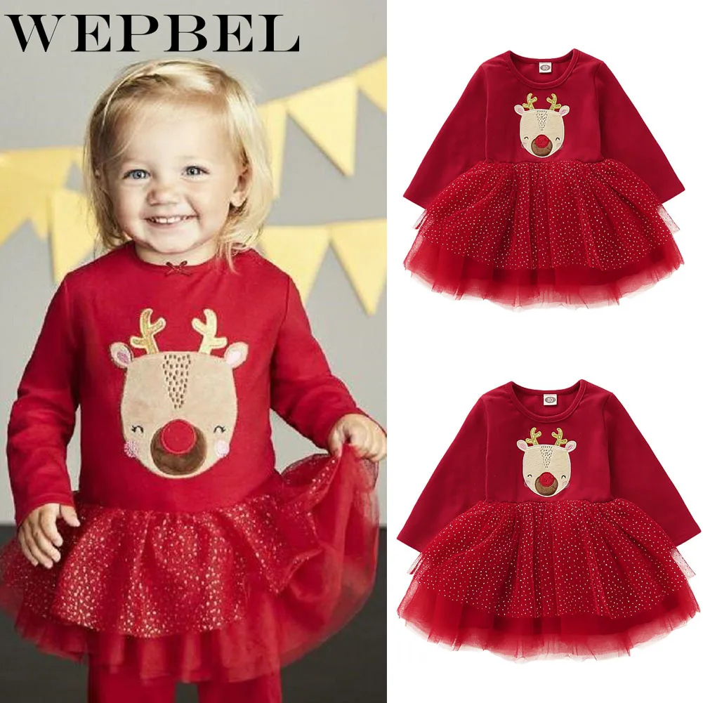 WEPBEL/рождественское кружевное платье-пачка для маленьких девочек 12 мес.-4 лет, комплект одежды принцессы