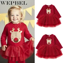 WEPBEL/рождественское кружевное платье-пачка для маленьких девочек 12 мес.-4 лет, комплект одежды принцессы