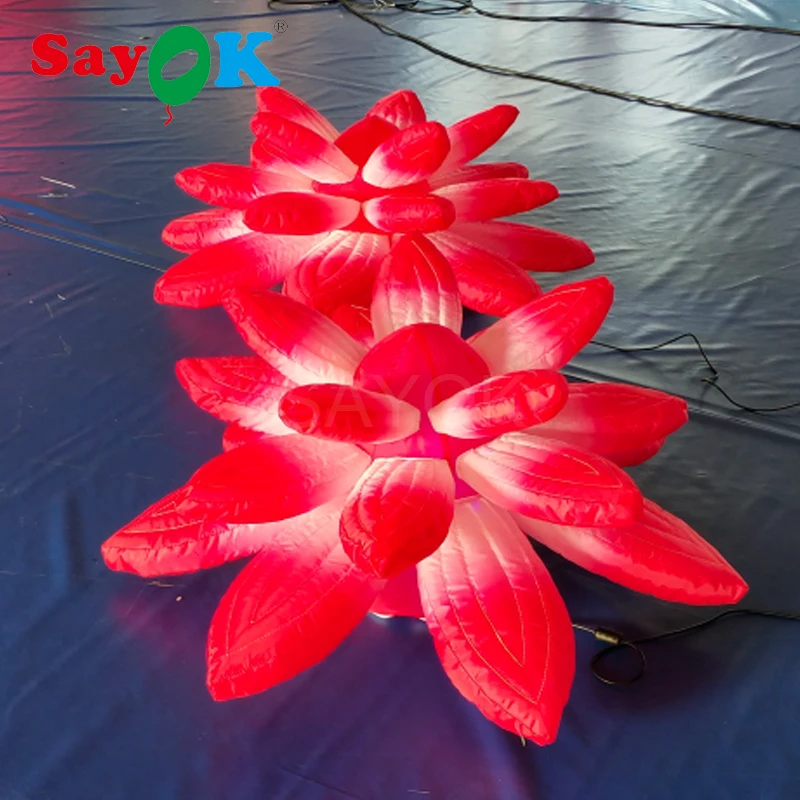 Надувной цветок лотоса надувной земли украшения освещение цветение с красочными светодиодный лампы для вечерние события сцены
