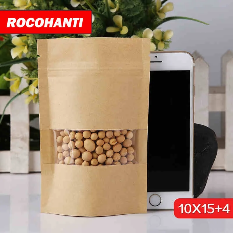 

200x kraft stand up ziplock bag with clear window