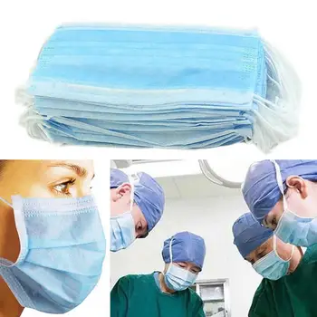 

50Pcs Disposable Face Mask Layered Respirator Ear Loop Dental