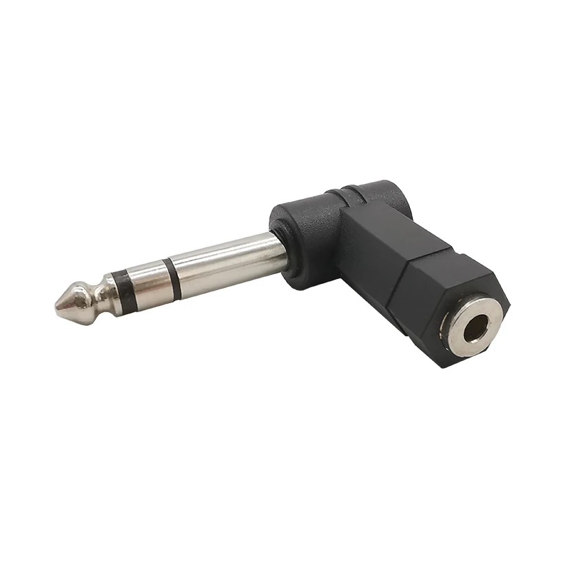 1PCS Right Angle Stereo Audio Adapter 1/4 Inch 6.35mm Male Plug to 3.5mm Female Jack 90 Degree Headphone Connecter | Обустройство