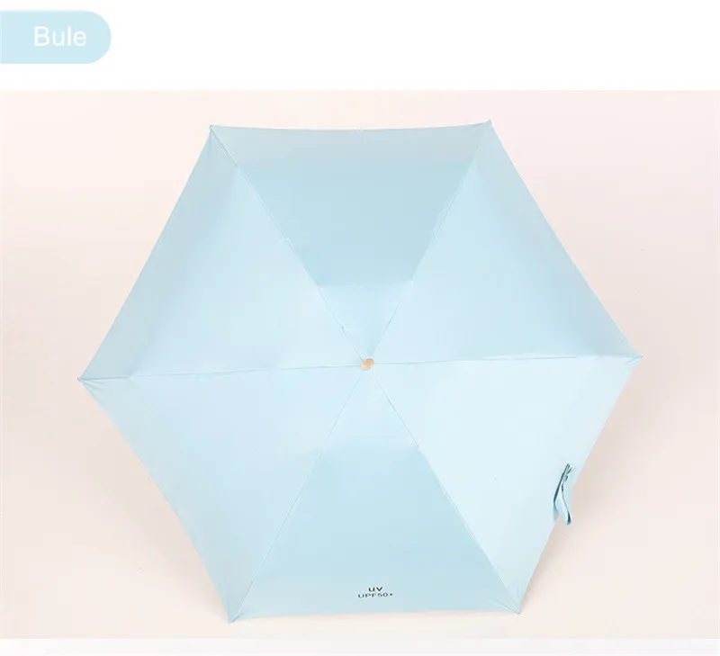 DMBRELLA анти-УФ карманный мини-зонтик дождь для женщин ветрозащитный прочный 5 складной солнцезащитный зонтик портативный Солнцезащитный Женский зонтик - Цвет: Bule