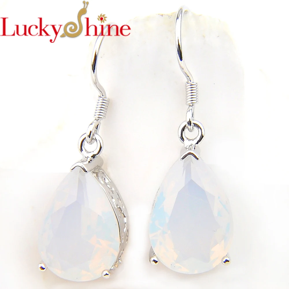 Luckyshine свадебные украшения серьги в виде капли воды из белого лунного камня с