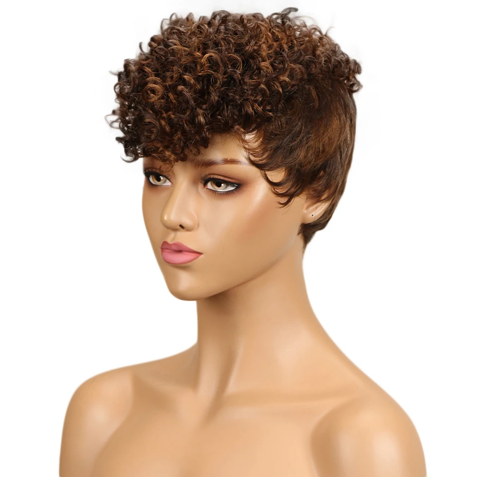 Дебютные свободные кудрявые человеческие волосы парики для женщин Подарки бразильские волосы remy Парики Мода машина сделал короткие парики из человеческих волос продажи