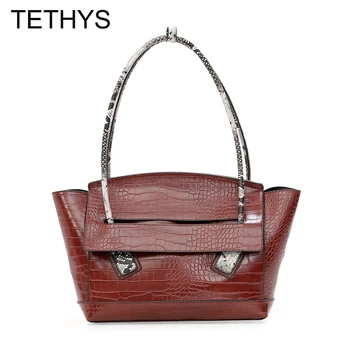 

TETHYS Luxury Handbags Women Bags Designer Genuine Leather Bag Women High Quality Stone Pattern Tote Bags Ladies Shoulder Bag