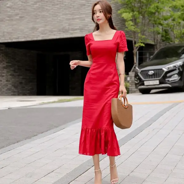 2020 летнее элегантное женское вечернее платье с квадратным воротником и коротким