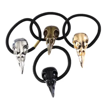 

New Hot Fashion Punk Gothic Raven Skull Elastic Hair Rope Halloween Hair Accessories For Women