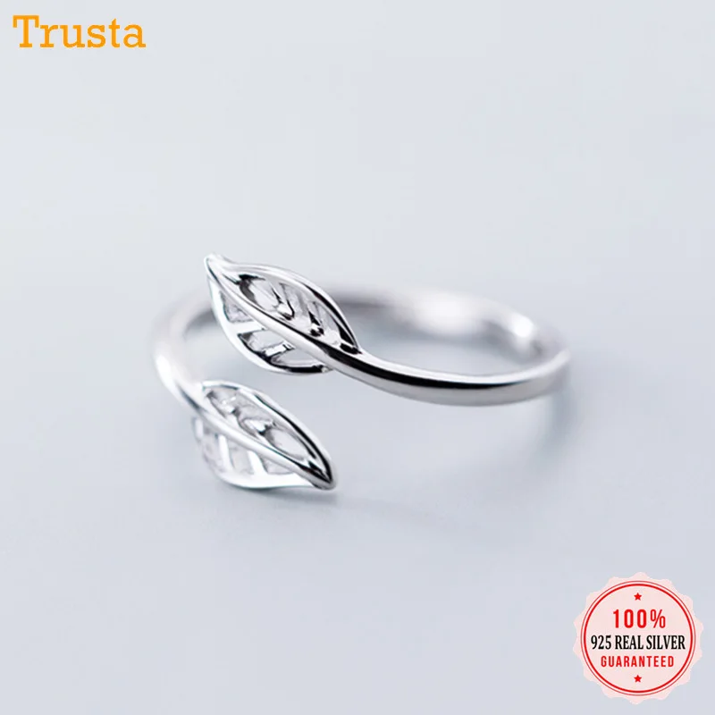 Trusta,,, 925 пробы, серебряное женское кольцо в форме листа, открытый размер, хорошее ювелирное изделие, чистое серебро, кольца, опт, много, подарок, DS1466