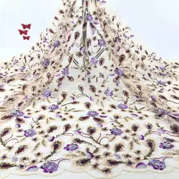 

Beautiful flowers African Laces Fabrics Embroidered Nigerian Guipure Cord Lace Fabric High quality French Net Lace Fabric DG369