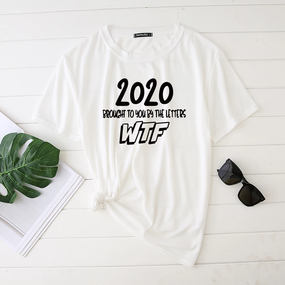 Seeyoushy 2020 Brought To You By The Letters WTF Women's T-shirt Round Neck Cotton Funny Tshirt for Women Tops Mulher Camisetas Seeyoushy 2020 Brought To You By The Letters WTF Women's T-shirt Round Neck Cotton Funny Tshirt for Women Tops Mulher Camisetas