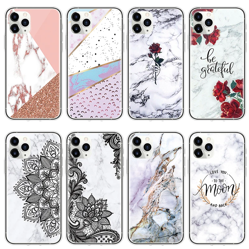 

Marble Flower TPU Soft Coque Cases for iPhone 7 8 6 6S Plus 5 5S 5C X 4 4S SE for iPhone 11 Pro for iPhone XS Max XR Case Covers