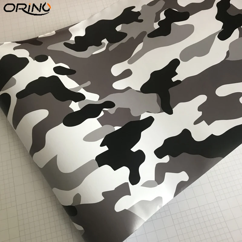 Black White Grey Camouflage Vinyl Film Sticker-4