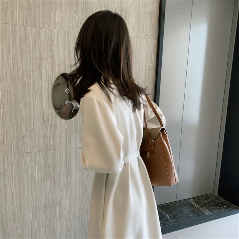 19 Women's Coat Chiffon Dress Maternity Spring Autumn Lapel Long  Shirt Skirt Women Waist Slimming Coat Pregnancy Clothes