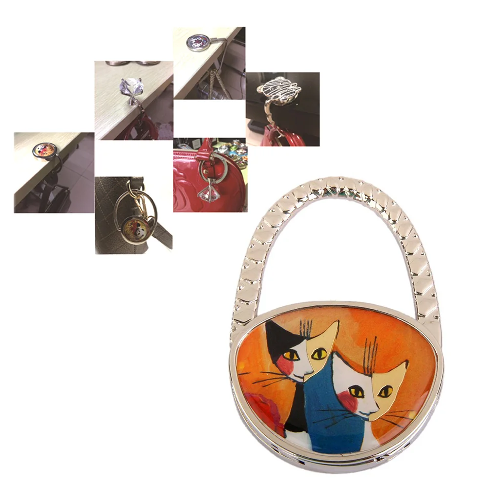 

1pc Key Holder Lovely Cat Style Premium Foldable Handbag Bag Purse Hanger Table Hook Holder