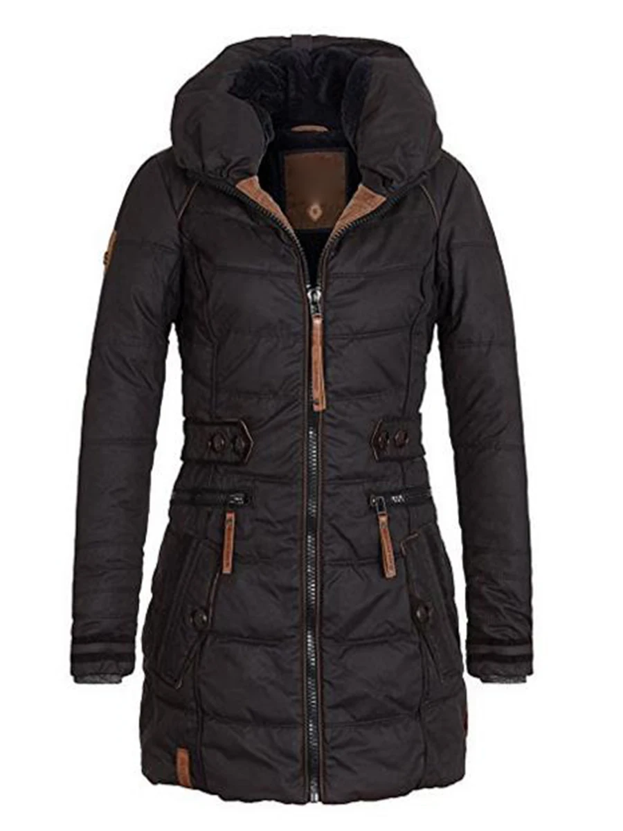 Finest  Women Hooded Coats Jacket Basic Top Women Plus Size Parkas Thick Outerwear Solid Short Female Slim 