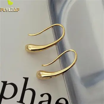 

Flyleaf 18k Gold Light Luxury Water Drop Ear Hook Drop Earrings For Women Real 925 Sterling Silver Fine Earings Fashion Jewelry