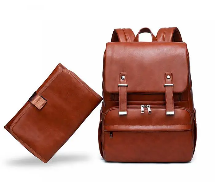 Новая Pu сумка для мамы, специализирующаяся на настройке пятен, рюкзак для мамы, сумка Daddy - Color: brown