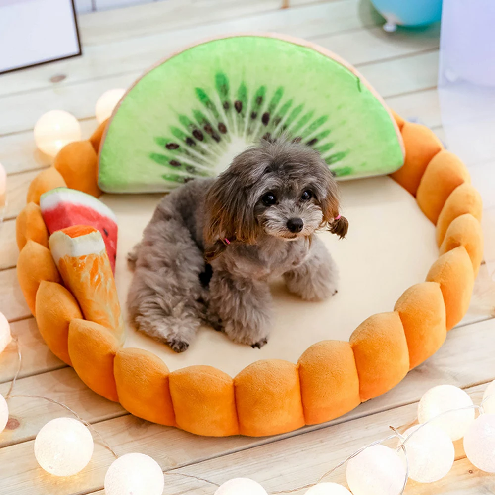 

DIDIJOU Pet Bed Mat Fleece Egg Tart Pet House Pet Dog Cat Sleeping Mat Cat Cushion Cat Dog Fruit Playing Tool