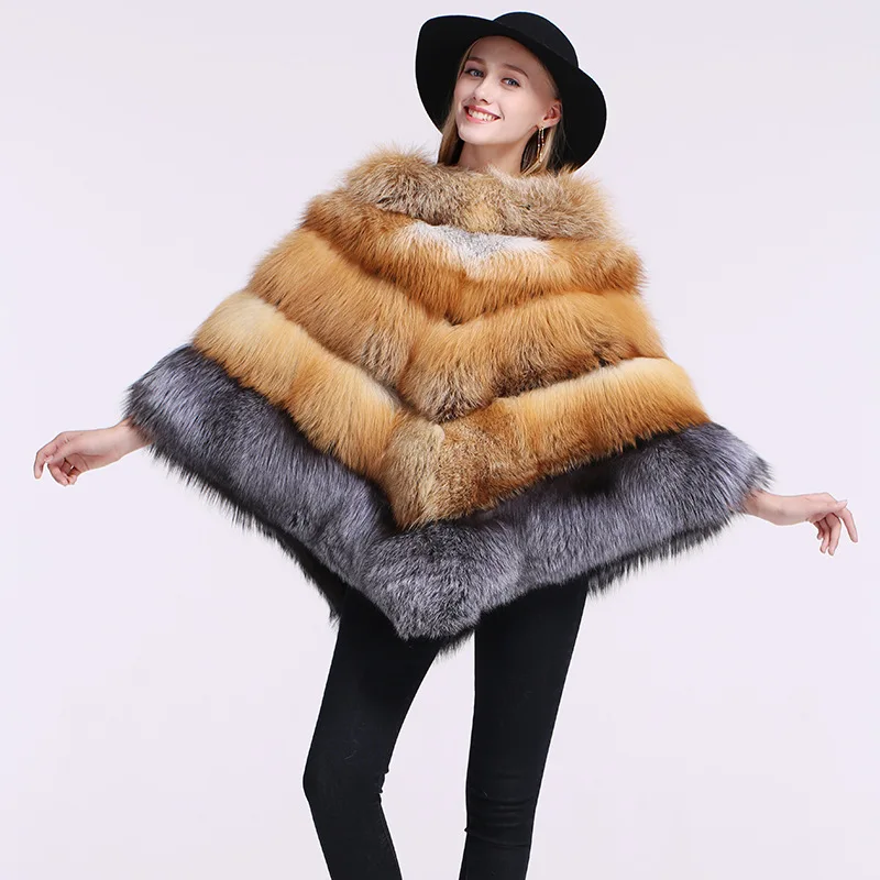 

2019 Hot Sale Autumn Winter Women Real Fur Shawl Thicken Loose Elegant Ladies Warm Windproof High-end Women Winter 2019 Coats