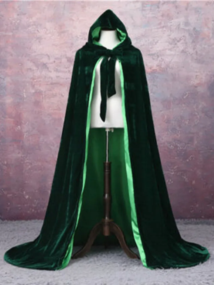 Elegant Pageant Velvet Cloak Luxury Europe Style Robe Medieval Cape Shawl Party Queen Princess Wedding shawl cloak festive xmas cloak contrast color unisex warm windproof cloak christmas cloak robe cape