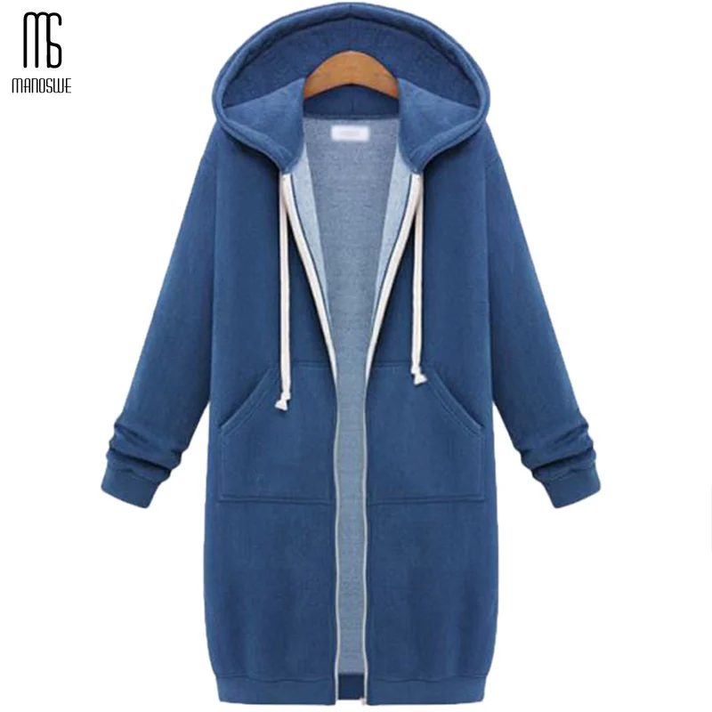 Goede Manoswe Herfst Winter Vrouwelijke Lange Katoenen Jas Lange Mouwen Capuchon Vrouwen Overjas Effen Kleur Rits Oversized Code 5xl