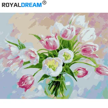 

ROYALDREAM The tulip Painting By Numbers Handpainted Canvas Painting Home Wall Art Picture For Living Room Unique Gift