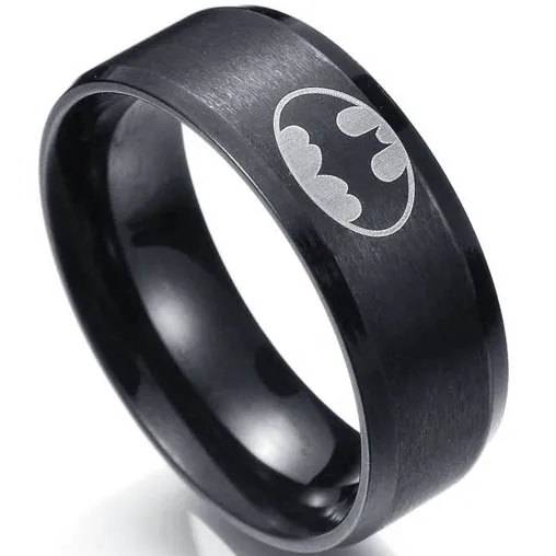 8 мм Панк титановая сталь римская цифра Твист цепи кольца для мужчин полированный черный панк Рок Байкер кольцо обручальное масонское кольцо - Цвет основного камня: 8MM Batman Black
