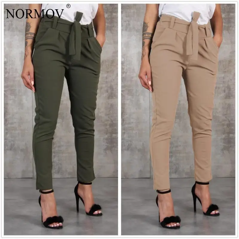 

NORMOV Sexy Solid Color High Waist Trousers Pants With Belt Women Harajuku Casual Pants Joker Waist Streetwear Trousers Women
