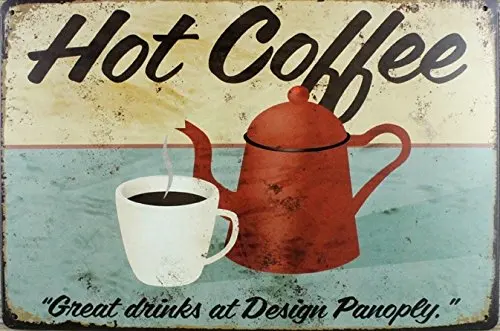 HOT Coffee Great Drinks At Design Panoply Tin Sign Wall Retro Metal Bar Pub Decorative Rectangle Plaque | Дом и сад