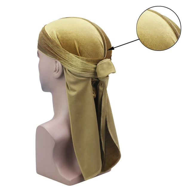 Brown Velvet Durag, Long Tail Luxury Durag, Head Scarf, Turban